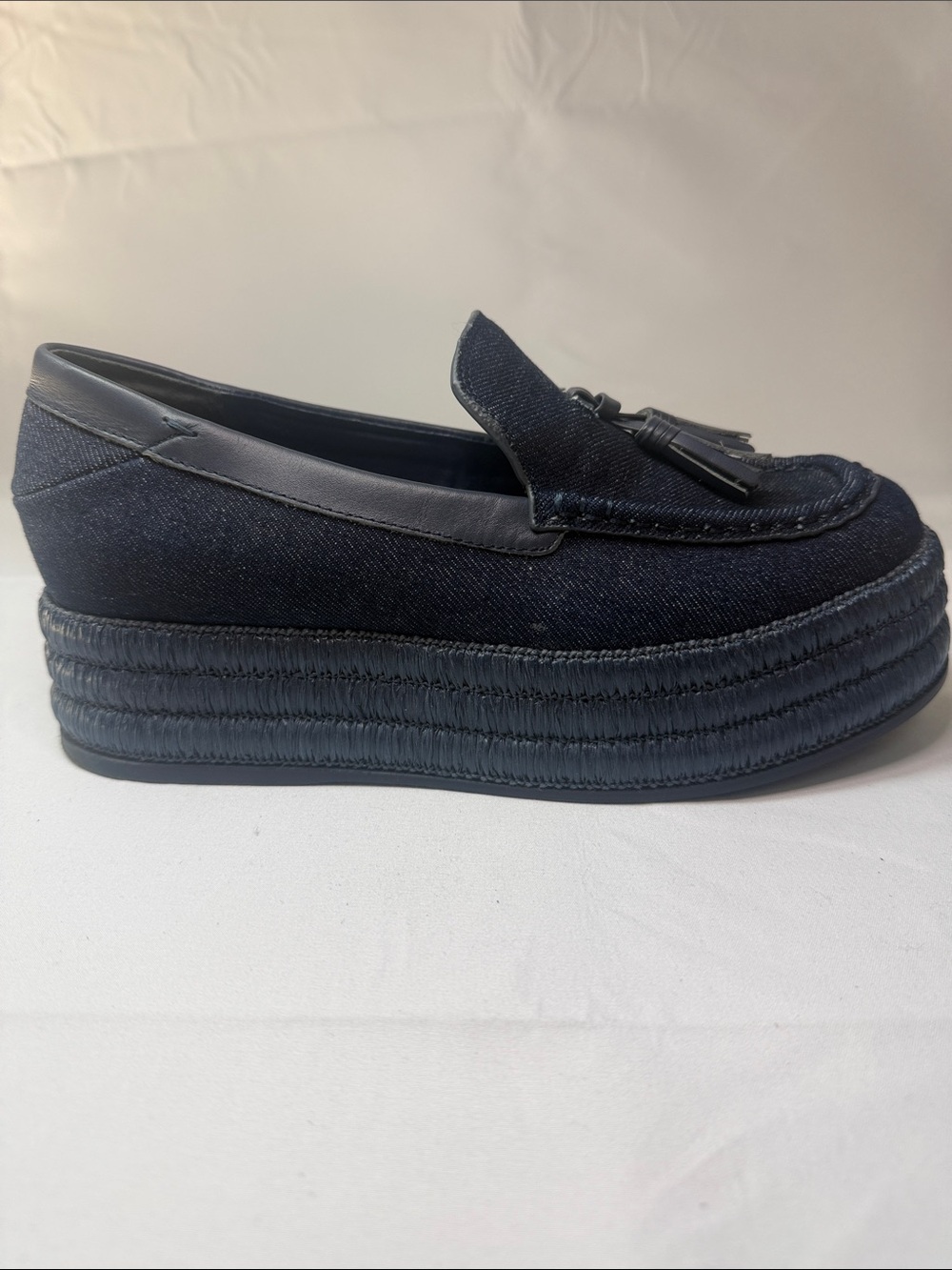 Franco Sarto Tremont Espadrille Tassel Loafers Blue Denim